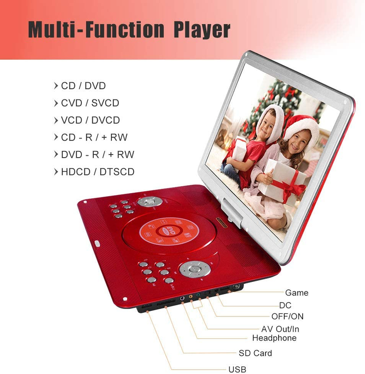 16.9" Portable DVD Player with 14.1" Large Swivel Screen, Kids DVD